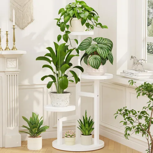 Vista 35 de LASZOLA Soporte Negro de Madera de 5 Niveles para Plantas de Interior para Macetas Más Grandes de Servicio Pesado, Estantes Verticales Resistentes