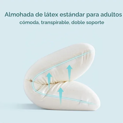 Vista 5 de JOTOM - Almohada de látex Talalay 100 % natural, almohada de lujo tamaño Queen para personas que duermen de lado, espalda y boca abajo, funda