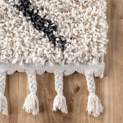 Vista 9 de nuLOOM Jessie - Alfombra marroquí de celosía con borlas, 7 pies 10 pulgadas x 10 pies, color blanco roto Nuloom Jessie Trellis 8' x 10' Area Rug