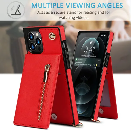 Vista 2 de Funda compatible con iPhone 12 Pro Max de 6.7 pulgadas, bolso de bolsillo, correa de hombro, elegante funda protectora para iPhone 12 Pro Max