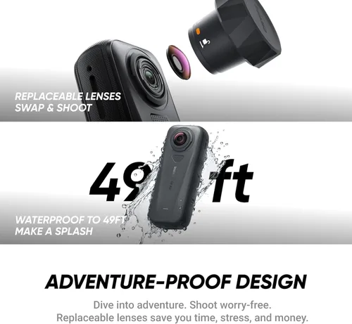 Vista 2 de Insta360 Paquete de buceo X4 Air Cámara de acción 8K 360 más ligera para aventuras épicas, lentes reemplazables, para acción, viajes, vlogging. El