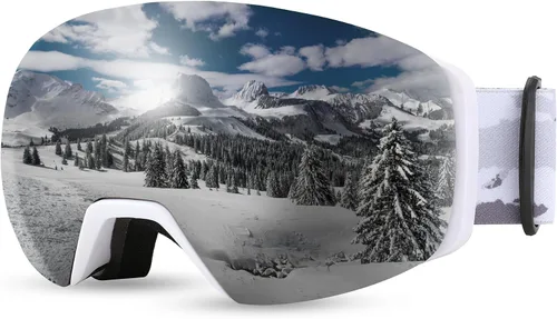 Vista 11 de FEISEDY Over-Glasses Ski/Snowboard Goggles for Men Women Youth B0020 Revoblue Vlt 16%
