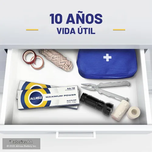 Vista 5 de Allmax - Pilas alcalinas doble A AA de máxima potencia (12 unidades) – Diseño ultra duradero, a prueba de fugas, vida útil de 10 años, máximo