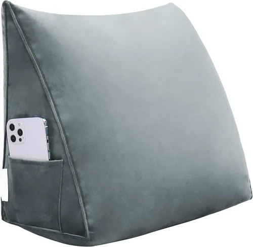 Vista 23 de Johnear Almohada triangular para cabecero, almohada de cuña de algodón y lino, almohada grande para respaldo de lectura para sofá y cama, soporte
