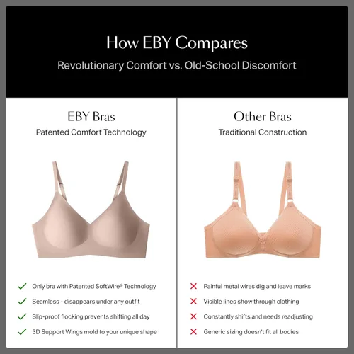 Vista 6 de EBY Bralette de soporte sin costuras con correas ajustables, bralettes para mujer, brasier sin varillas para mujer