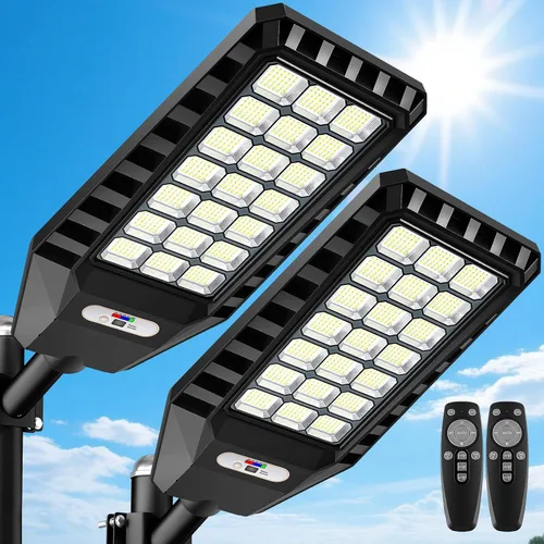 Vista 10 de Solar Street Light Outdoor Waterproof, 23” Large Solar Light with Motion Sensor, 6500K Dusk to Dawn Security LED Flood Light, Commercial Outdoor