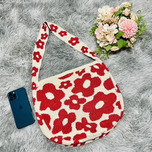 Vista 3 de Bolso cruzado de ganchillo con diseño de hadas Y2K para mujer, bolso de compras de moda, bolso de hombro de punto
