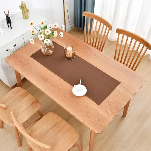 Vista 2 de Faux Linen Small Table Runner Water Resistant 13 x 36 in, Brown Farmhouse Short Table Runners, Coffee Table Runner, Dresser Runners for Bedroom