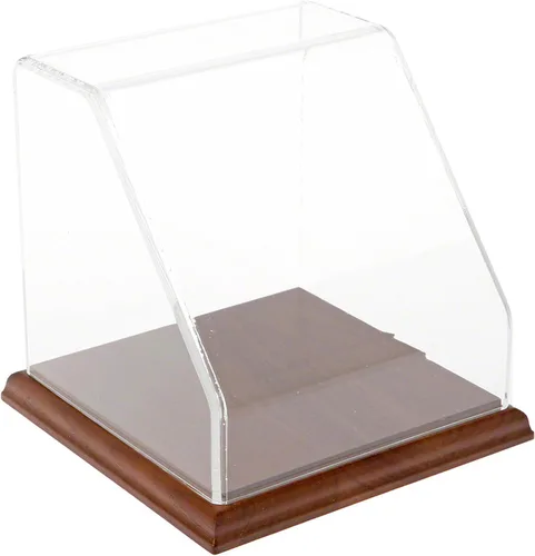 Vista 5 de Plymor Vitrina frontal inclinada de acrílico transparente con base negra, 6" x 6" x 6