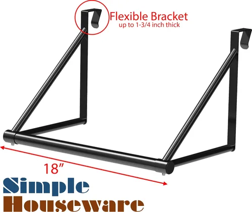 Vista 2 de Simple Houseware - Barra para colgar ropa sobre la puerta, color negro