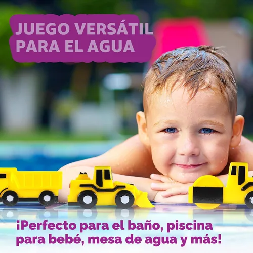 Vista 9 de Tub Works® Construction™ Trucks - Juguetes de baño sin moho, paquete de 6 Diseño de juguetes de baño sellados y sin agujeros que mantiene