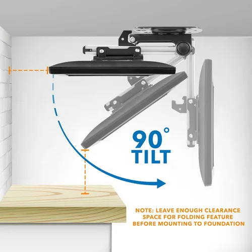 Vista 2 de Mount-It! Soporte para TV y monitor abatible y para gabinete y techo para cocinas, RV y espacios pequeños Para pantallas de 13–37 pulgadas VESA