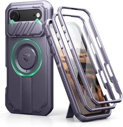 Vista 86 de Dexnor - Funda para iPhone 12 & iPhone 12 Pro con tapa deslizante para cámara, soporte ajustable y protector de pantalla integrado, carcasa
