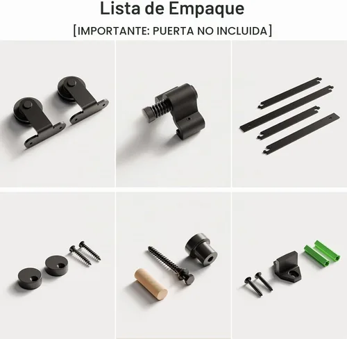 Vista 7 de Kit de herrajes para puerta corrediza de granero de 60 pulgadas, kit de riel de puerta de granero de montaje superior resistente, juego de colgador