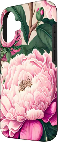 Vista 2 de Funda con diseño artístico de peonía rosa para iPhone 16