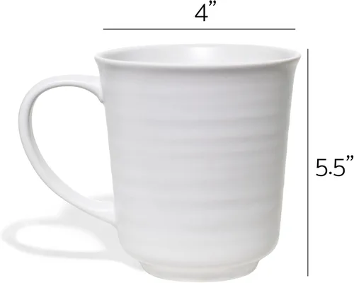Vista 5 de Elanze Designs Juego de 4 tazas de café de cerámica de 17 onzas con acabado esmaltado blanco mate