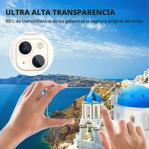 Vista 3 de [Negro] [Paquete de 2] Protector de lente de cámara para iPhone 15/15 Plus, Ultra HD 9H, cubierta de cámara de vidrio templado, pantalla de anillo