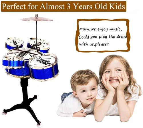 Vista 5 de Juego de tambor para niños, instrumento de percusión educativo para niños, juguete estimulante de la creatividad de los niños, juguete de jazz