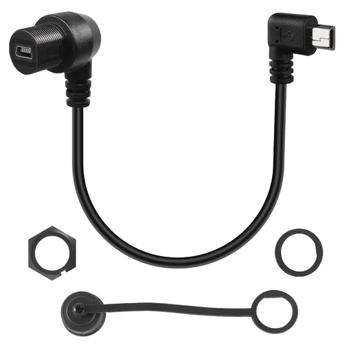 Vista 10 de QIANRENON Cable de extensión mini USB en ángulo de 90 grados, impermeable, mini USB de 5 pines, ángulo recto, macho a hembra, cable de montaje