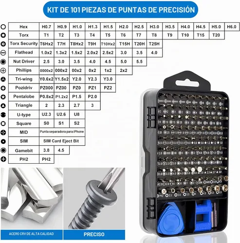 Vista 7 de STREBITO Juego de destornilladores magnéticos de precisión de 124 piezas con 101 bits, para computadora, laptop, teléfono celular, PC, MacBook