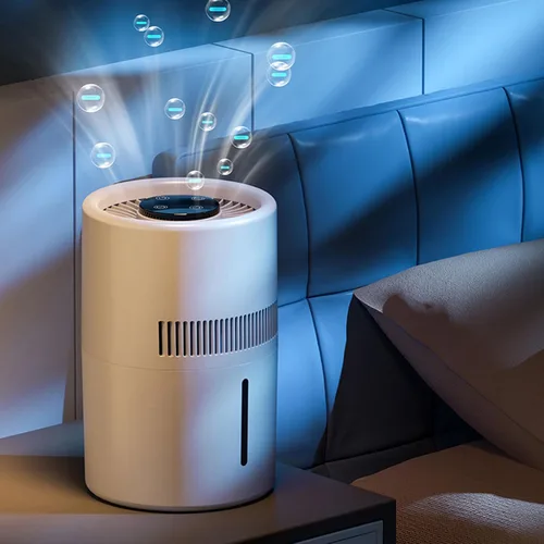Vista 9 de Purificador de aire y humidificador, 2 en 1, 5 W, 4 L, tanque de agua, silencioso, humidificador evaporativo y purificador de aire, combo