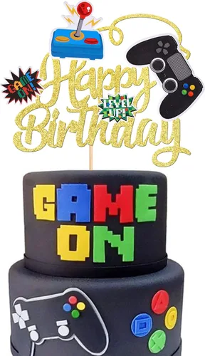 Vista 9 de 36 piezas de decoraciones para cupcakes de videojuegos ensambladas, controladores Game On, palillos para cupcakes, decoraciones de pastel GamePad