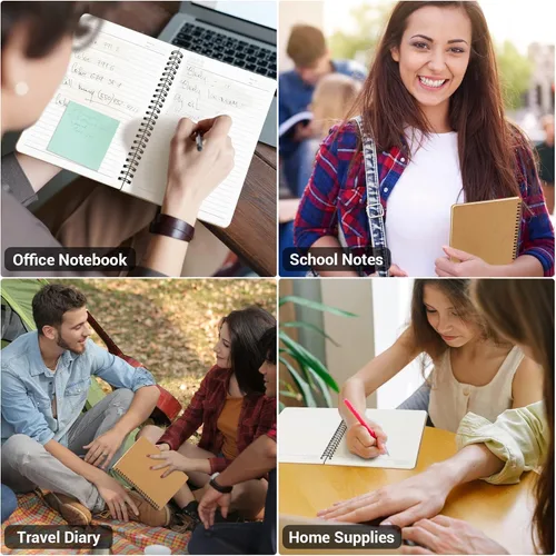 Vista 5 de EUSOAR - Cuaderno rayado A5 con espiral, tapa dura, para escritura, viajes, notas, diario, bocetos, para estudiantes, oficina, negocios, paquete