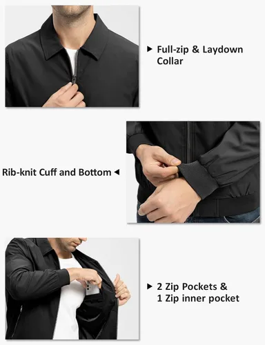 Vista 5 de TBMPOY Chaquetas ligeras para hombre, estilo casual, rompevientos, para hombre, chaqueta ligera de pista, cuello de tendido, abrigos de golf de otoño
