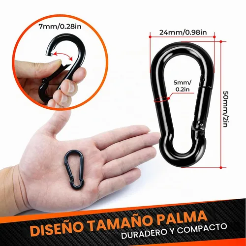Vista 2 de PAMAZY 12 ganchos de resorte de 2 pulgadas, clip de gancho de utilidad, conector de cuerda resistente, ganchos de enlace rápido para interiores