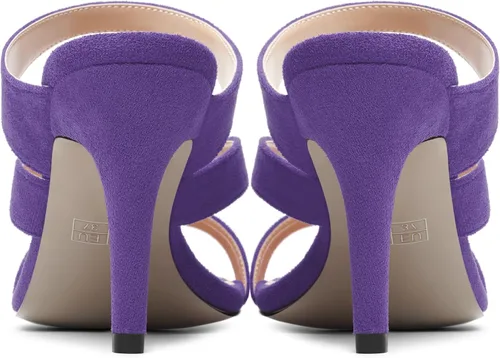 Vista 4 de ROSERWISH Vestido de fiesta sin cordones para mujer, de gamuza, con puntera abierta, tacón alto, sandalias de tacón alto de 3.3 pulgadas
