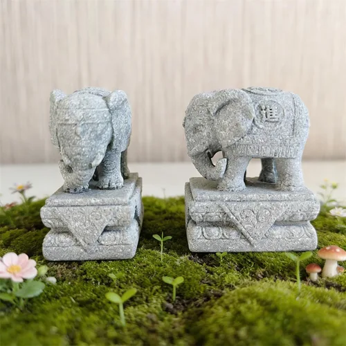 Vista 3 de Un par de estatua de elefante, figura de acuario para perros foo, escultura FengShui para decoraciones de peceras pequeñas de 10 galones o pequeñas