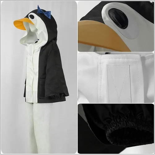 Vista 4 de Cos-Love Disfraz de pingüino de anime con capucha para fiesta de Halloween