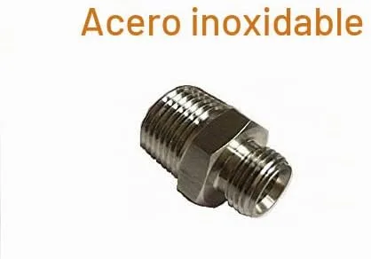 Vista 2 de Adaptador de montaje 1/4 "macho NPT a M16 x 1.5 M16X1.5 Macho Acoplamiento métrico Medidor de tubería de acero inoxidable
