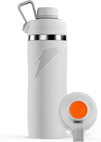 Vista 15 de Botella de agua de acero inoxidable Gatorade "Overtime" de 32 onzas, tapa de rosca, gris