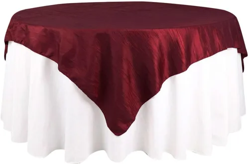 Vista 34 de Efavormart - Mantel cuadrado de tafetán arrugado de acordeón beige de 72 x 72 pulgadas