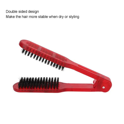 Vista 4 de Pinza para alisar el cabello, peine de doble cara para peinar el cabello rizado y ondulado, herramienta alisadora con cepillos dobles