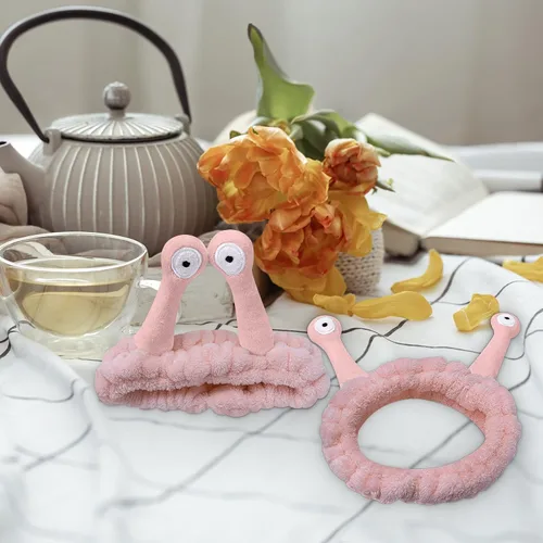 Vista 7 de Bonita diadema de caracol rosa, cara lavada para mujer, maquillaje, ducha, spa