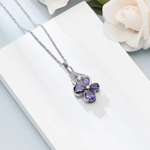 Vista 3 de shajwo Collar de cenizas de urna de cremación en forma de lágrima para mujeres y hombres, colgante de cenizas de cremación de flores, joyería