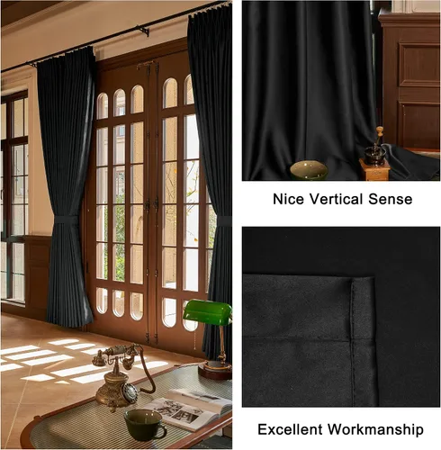 Vista 5 de HUTO Cortinas Plisadas de Pinzas Opacas con Aislamiento Térmico para Oscurecer la Habitación, Panel de Tratamiento de Ventana para Sala de Estar