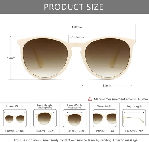 Vista 5 de SUNGAIT Gafas de sol redondas vintage para mujeres y hombres, estilo clásico retro