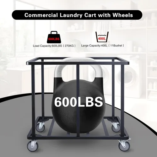 Vista 3 de Commercial Laundry Cart with Wheels,400L Industrial Laundry Cart