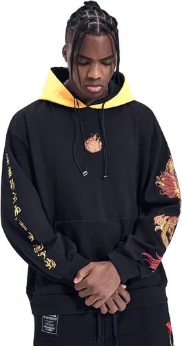 Vista 2 de MFCT Sudaderas con capucha bordadas japonesas para hombre