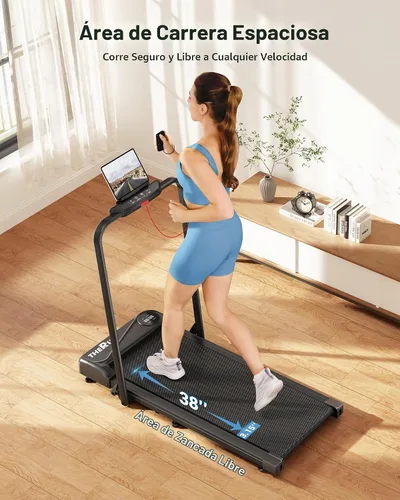 Vista 3 de THERUN Walking Pad with Handle Bar, Under Desk Walking Treadmill for Home Negro