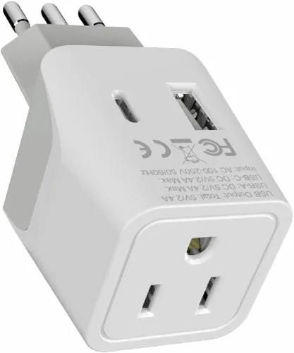 Vista 9 de Ceptics - Juego de adaptadores de enchufe de viaje para Chile, Roma, Italia, adaptador de enchufe para Chile USB-USB-C 20W PD-QC 18W, 2 tomas
