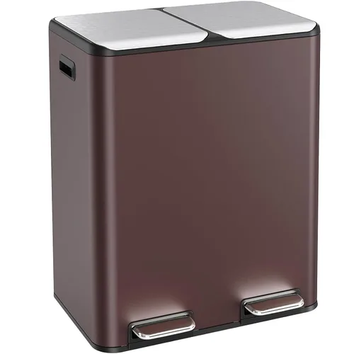 Vista 12 de ComfyCorner - Bote de basura de 16 galones (2 x 30 L) doble, bote de basura de cocina de acero inoxidable, papelera de reciclaje con caja de control