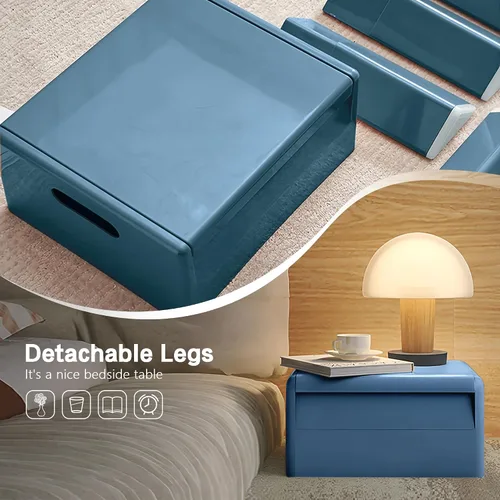 Vista 7 de Mesita de noche mesa de cabecera con espacio de almacenamiento, mesa auxiliar multifuncional de plástico colorido, mesa auxiliar pequeña