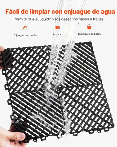 Vista 4 de VEVOR Tapete de Drenaje Entrelazado, Cojín Modular Entrelazado de 12" x 12", 12 Piezas de Tapetes de Drenaje de Empalme, Baldosa de Piso de Drenaje