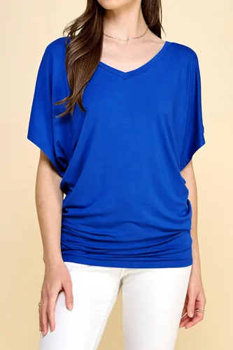 Vista 4 de Lock and Love Camiseta Dolman de manga corta versátil para mujer, cuello barco y cuello en V