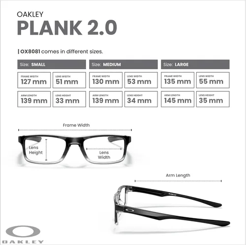 Vista 4 de Oakley Plank 2.0 OX8081 - Lentes rectangulares para hombre y mujer, kit de correa de accesorios, bolsa de microfibra