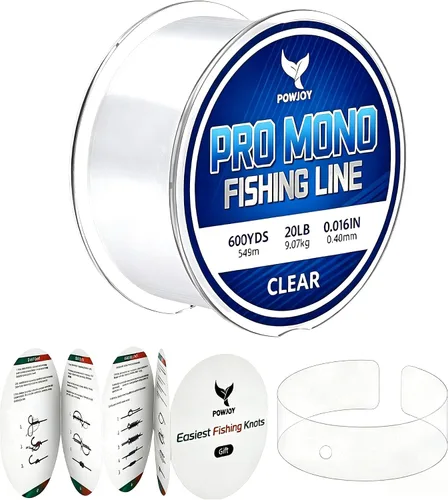 Vista 26 de Monofilament Fishing Line, Invisible Nylon Wire, Knot Guide Cards Transparente
